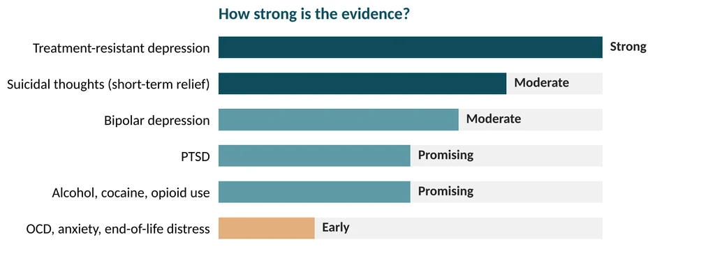 Evidence strength by condition (simplified)